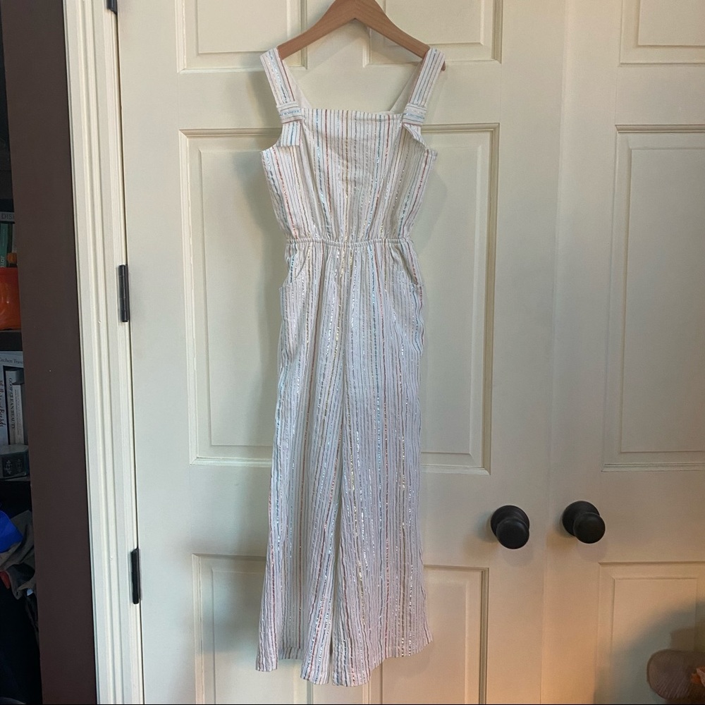 Cat & Jack Striped Shimmer Open Back Jumpsuit 7/8